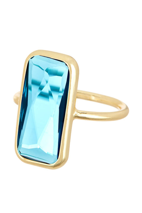 Sky Blue Crystal Rectangle Ring - GF