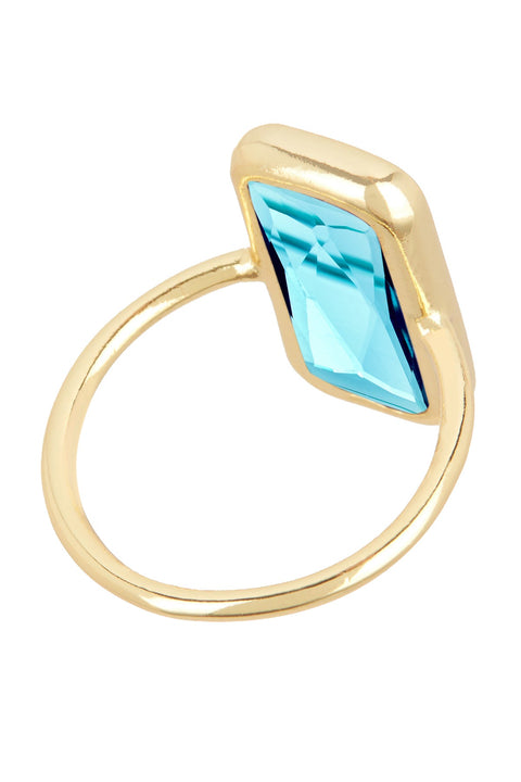 Sky Blue Crystal Rectangle Ring - GF