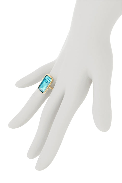 Sky Blue Crystal Rectangle Ring - GF