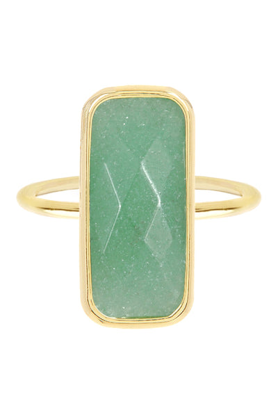 Green Aventurine Rectangle Ring - GF