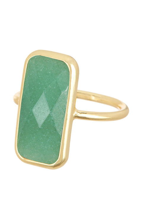 Green Aventurine Rectangle Ring - GF