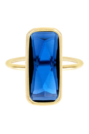 London Blue Crystal Rectangle Ring - GF