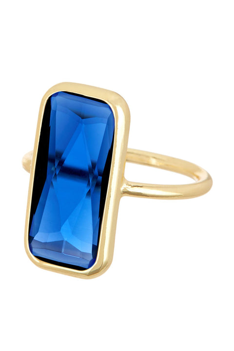 London Blue Crystal Rectangle Ring - GF