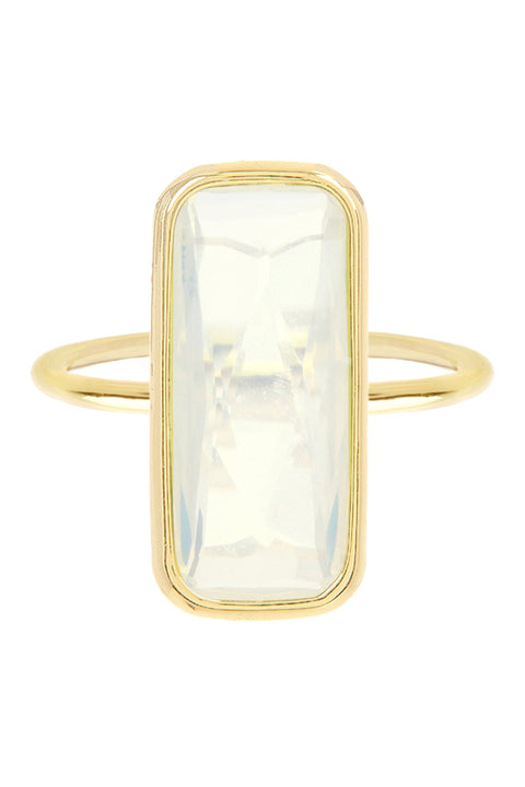 Moonstone Crystal Rectangle Ring - GF