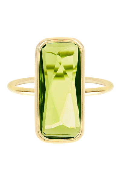 Peridot Crystal Rectangle Ring - GF