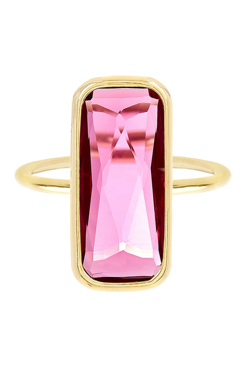 Raspberry Crystal Rectangle Ring - GF