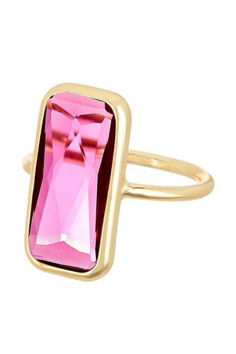 Raspberry Crystal Rectangle Ring - GF