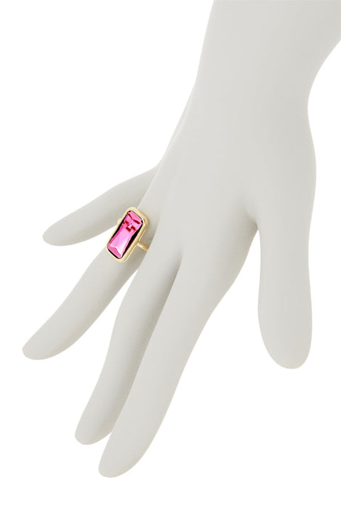 Raspberry Crystal Rectangle Ring - GF