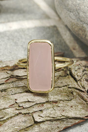 Rose Crystal Rectangle Ring - GF