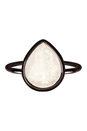 Moonstone Crystal Ring In Gunmetal - SF