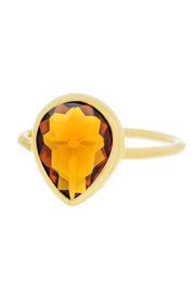 Amber Crystal Pear Ring - GF