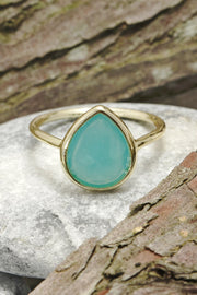 Amazonite Crystal Pear Ring - GF