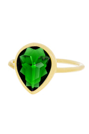 Emerald Crystal Pear Ring - GF