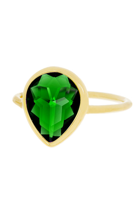 Emerald Crystal Pear Ring - GF