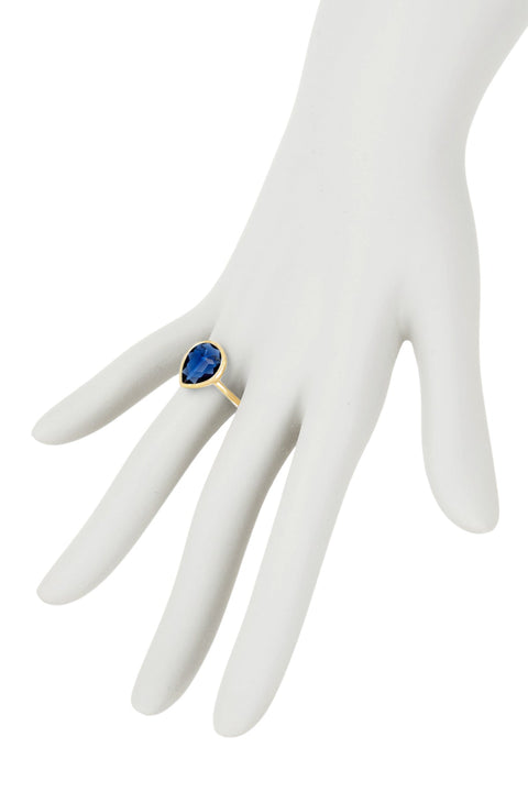 London Blue Crystal Pear Ring - GF