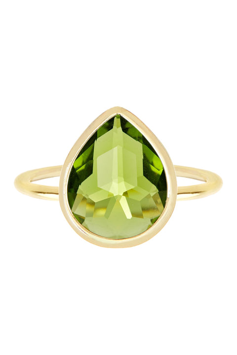 Peridot Crystal Pear Ring - GF