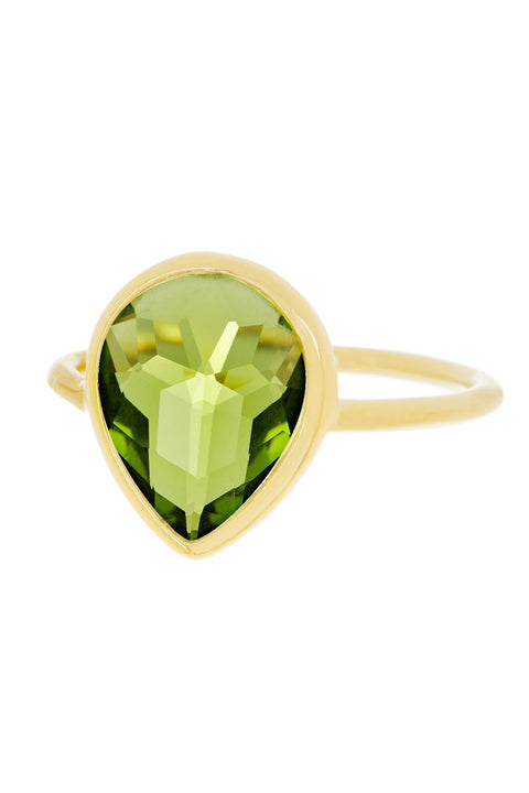 Peridot Crystal Pear Ring - GF