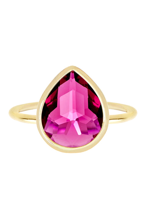 Raspberry Crystal Pear Ring - GF