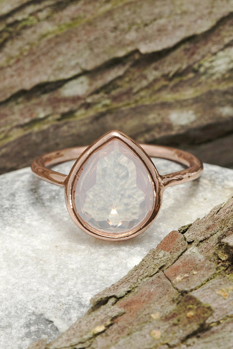 Moonstone Crystal Ring In Rose Gold - SF