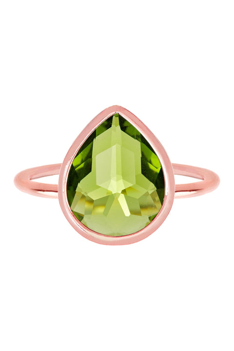 Peridot Crystal Ring In Rose Gold - SF