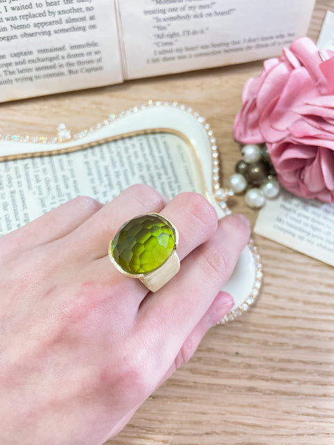 Peridot Crystal Statement Ring - GF