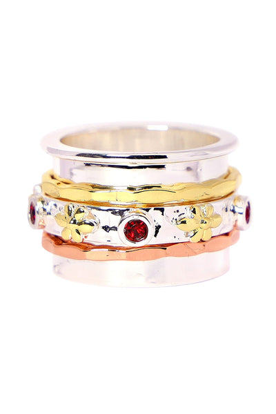 Garnet & Tri-Tone Spinner Ring - SF