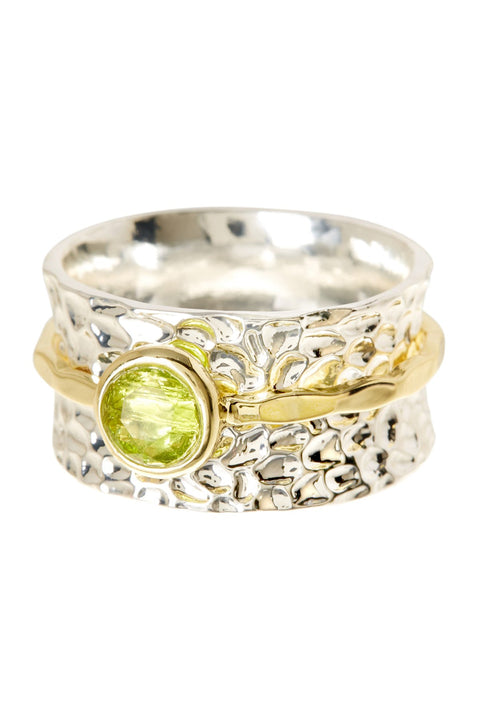 Peridot Crystal 2 Tone Spinner Ring - SF