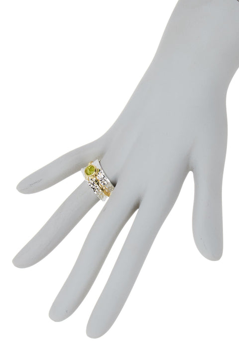 Peridot Crystal 2 Tone Spinner Ring - SF