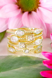 4 PC White CZ Stack Ring Set - GF