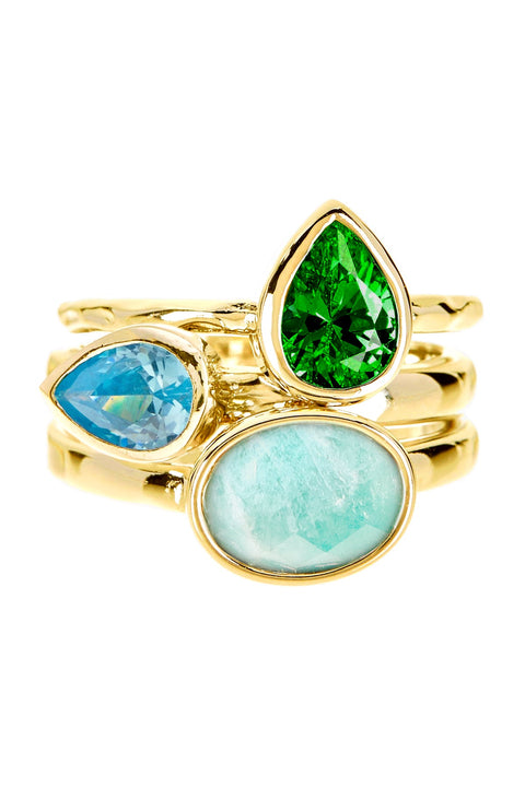 Amazonite & CZ Stack Ring Set - GF