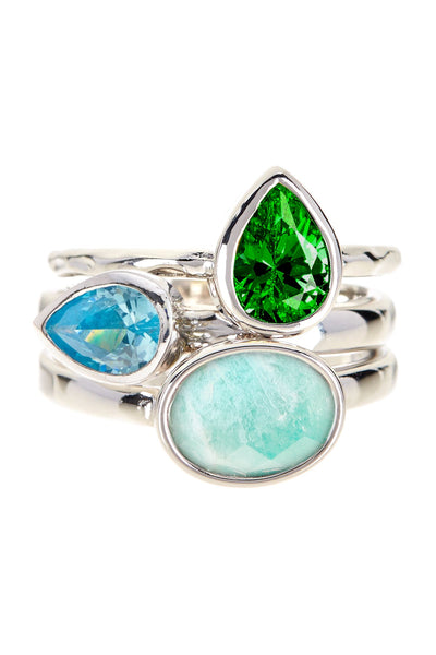 Amazonite & CZ Stack Ring Set - SF