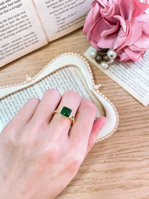 Green CZ Statement Ring - GF