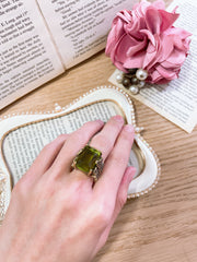 Peridot Crystal & CZ Garden Ring - BR