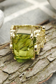 Peridot Crystal & CZ Garden Ring - GF