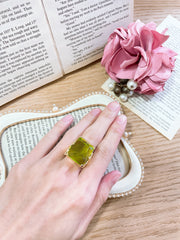 Peridot Crystal & CZ Garden Ring - GF