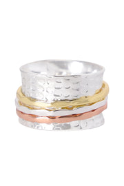 Tri-Tone Handmade Spinner Ring - SF