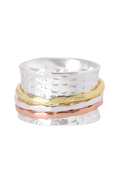 Tri-Tone Handmade Spinner Ring - SF