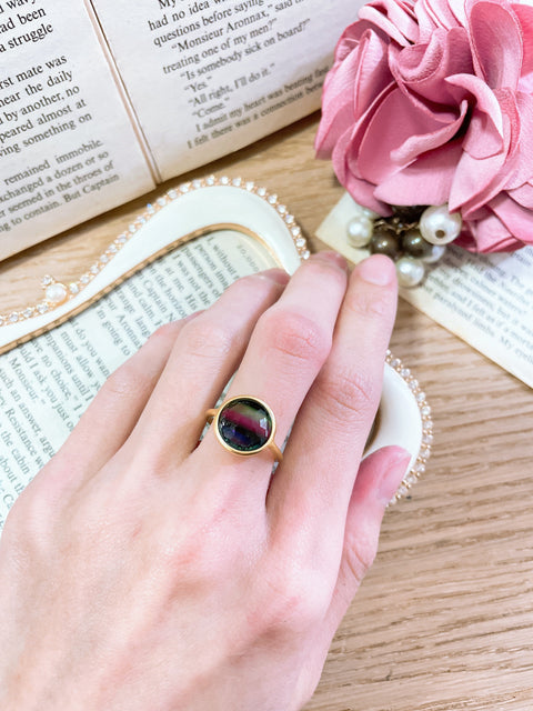 Dyed Quartz Round Ring - GF