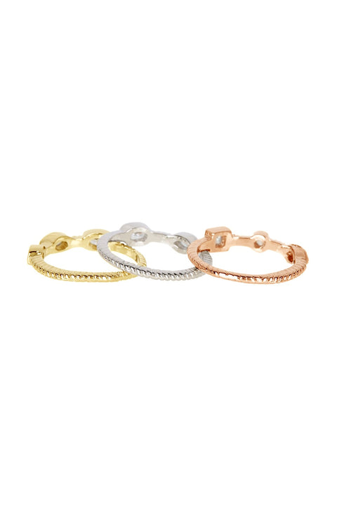 Stack Ring Set In Tri Color - SF