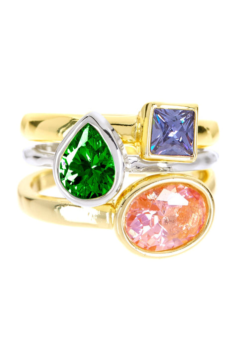 Stack Ring Set In Tri Color - SF/GF