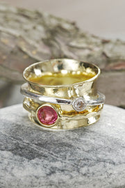 Raspberry Crystal Spinner Ring - GF