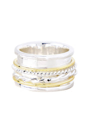 Two Tone Woven Band Spinner Ring - SF