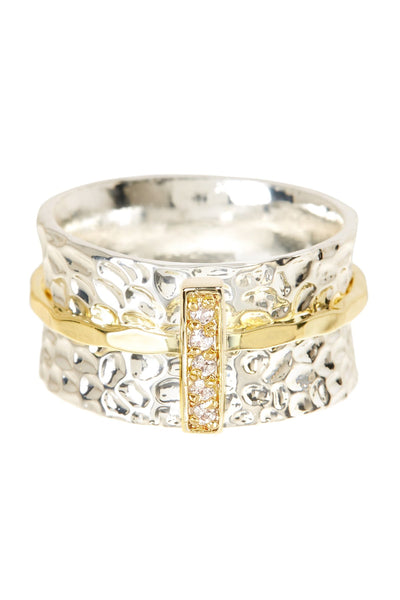 CZ & 2-Tone Spinner Ring - SF