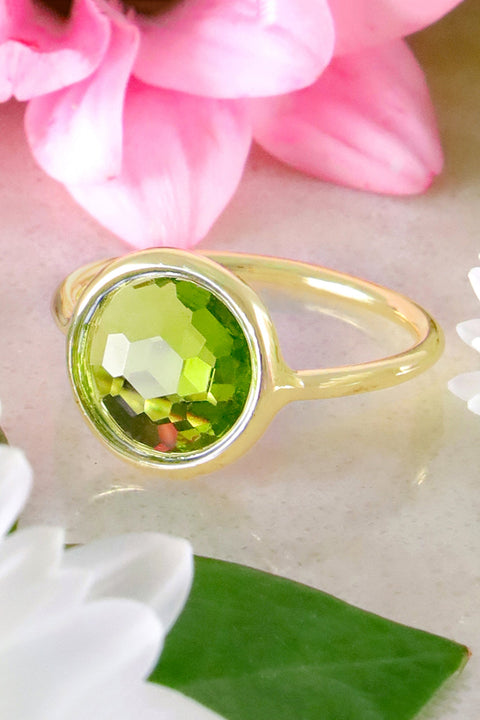 Peridot Crystal Round Ring - GF