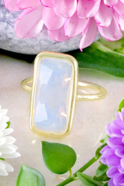 Moonstone Crystal Rectangle Ring - GF