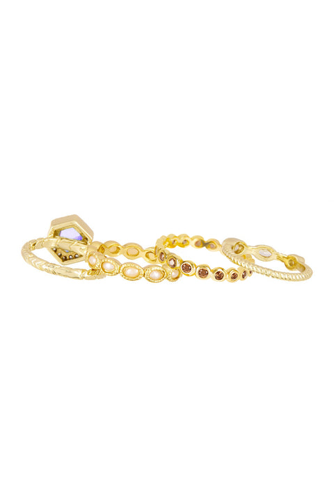 Lavender Crystal Stack Ring Set - GF