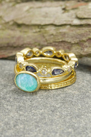 Amazonite & CZ Stack Ring Set - GF