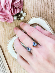 Raw Brass & Tanzanite Crystal Trio Ring - BR