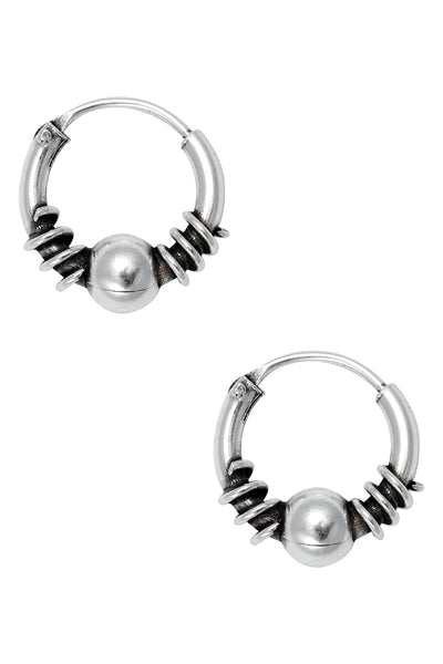 Sterling Silver Bali Hoop Earrings - SS