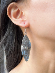 Flower Pattern Drop Earrings - SF